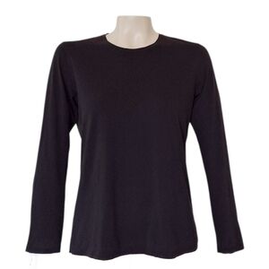 Cuyana Black Pima Cotton Top Long Sleeve Soft Minimal Classic Peru S